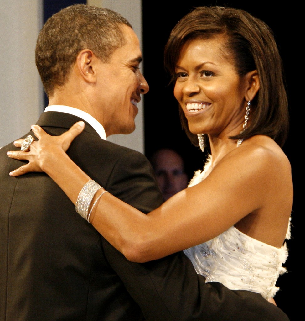 President and Michelle Obama dancing